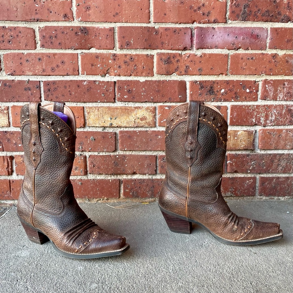 Ariat Dixie Women’s Brown Leather Cowgirl Boots Size 7B Average Width Cowboy